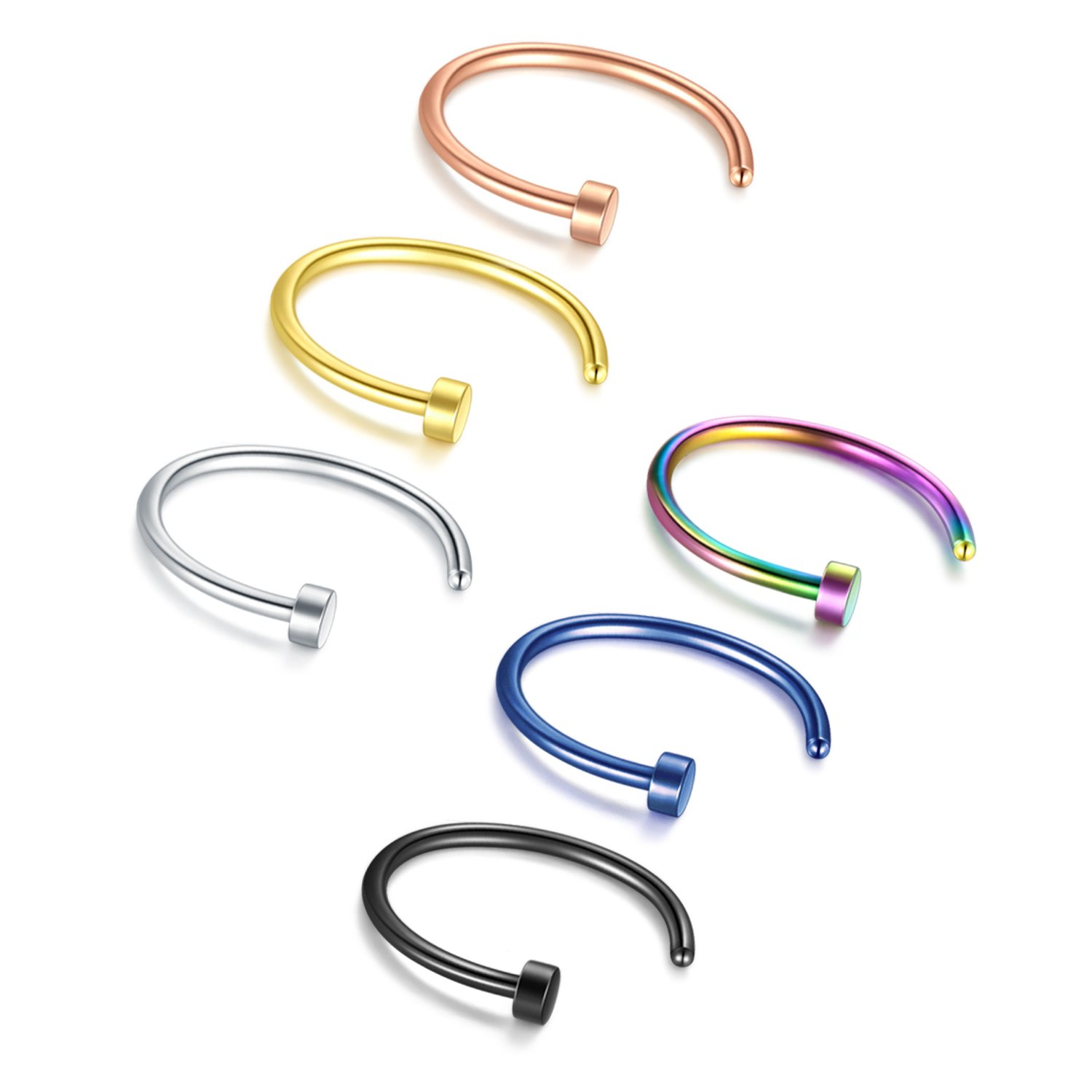 Briana Williams 6stk Nasenring Nasenpiercing Fake Nase Lippe Ring Set 20G 18G 16G 6mm/8mm/10mm/12mm Chirurgenstahl Piercing Nasen Schmuck