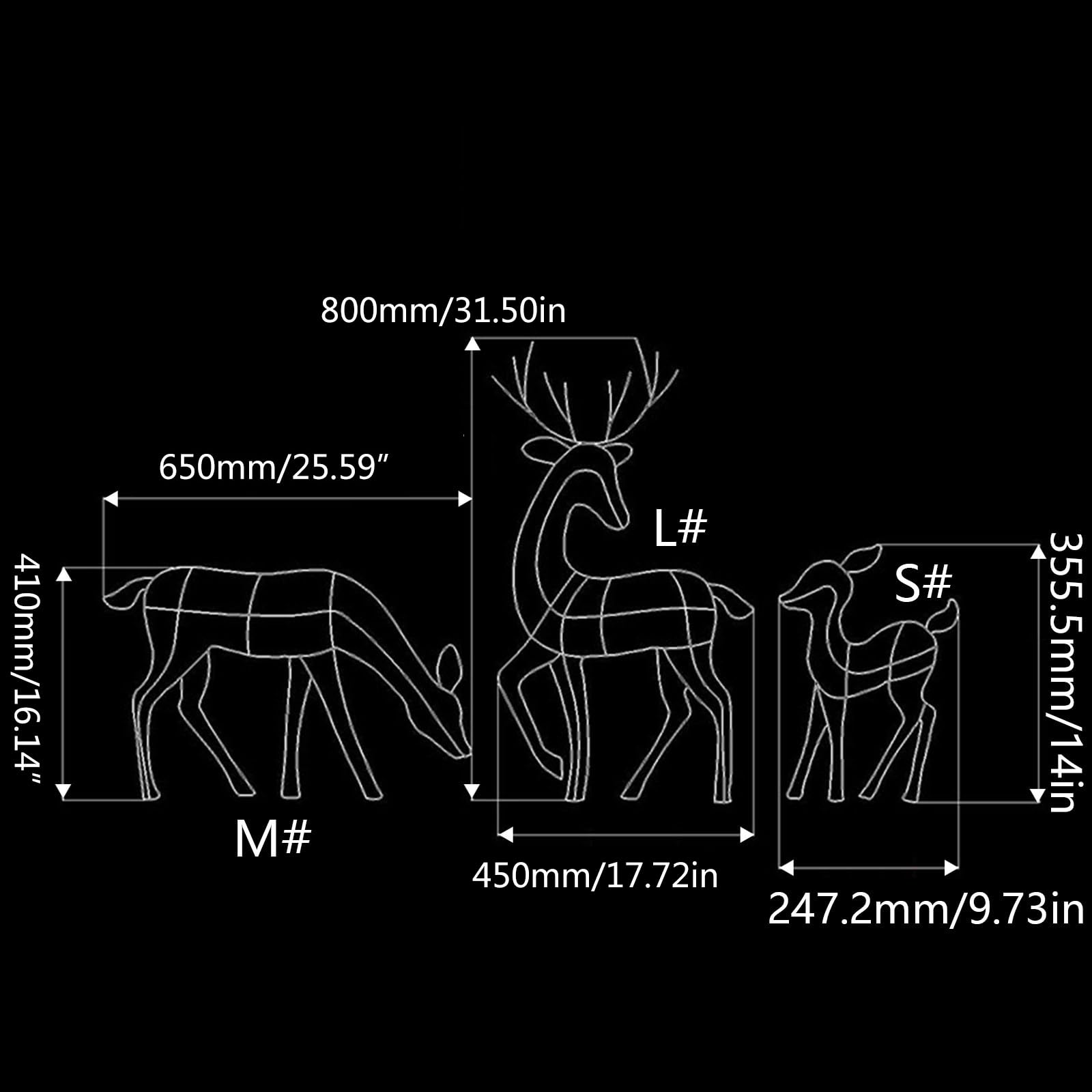 Renos iluminados para decoración de Navidad al aire libre, funciona con pilas, luces LED cálidas, decoración de ciervos para jardín, patio, regalo, figura iluminada, decoración de jardín