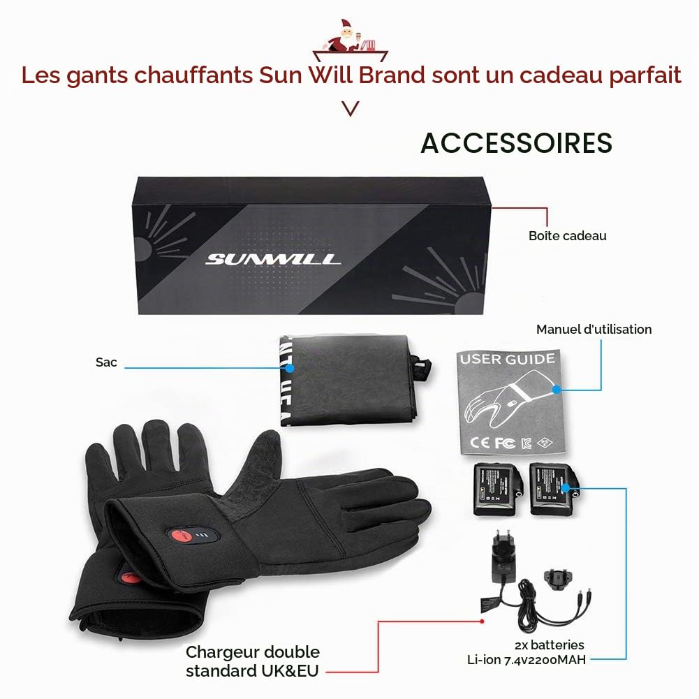 Gants chauffants électriques pour homme et femme, rechargeables, chauffants pour l'hiver