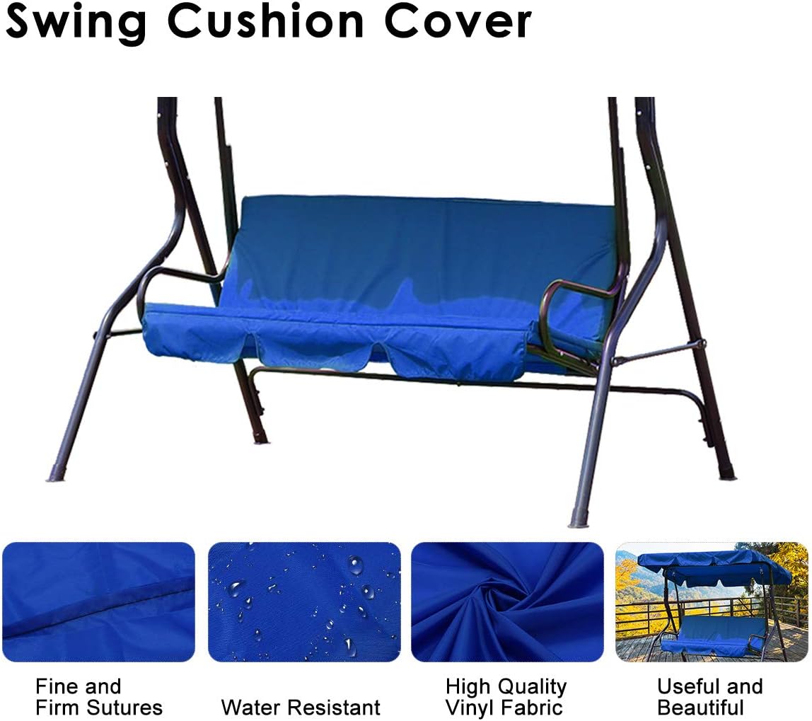 Essort Swing Cushion Cover Replacement, Suitable for B & Q Colorado Garden Swing Loveseat, Waterproof Protective Cover for Swing Cushion, 150 × 50 × 50 × 10 cm blue