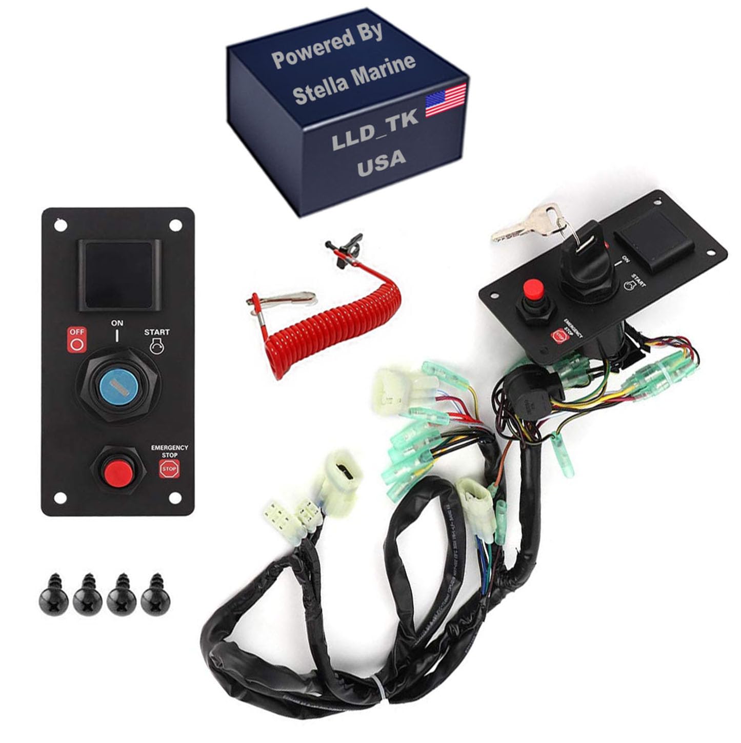 Ignition Switch Panel for Honda Outboard Single Engine 06323-ZZ5-764 Ignition Cut Off Kill Switch Key Wire by LLD_TK