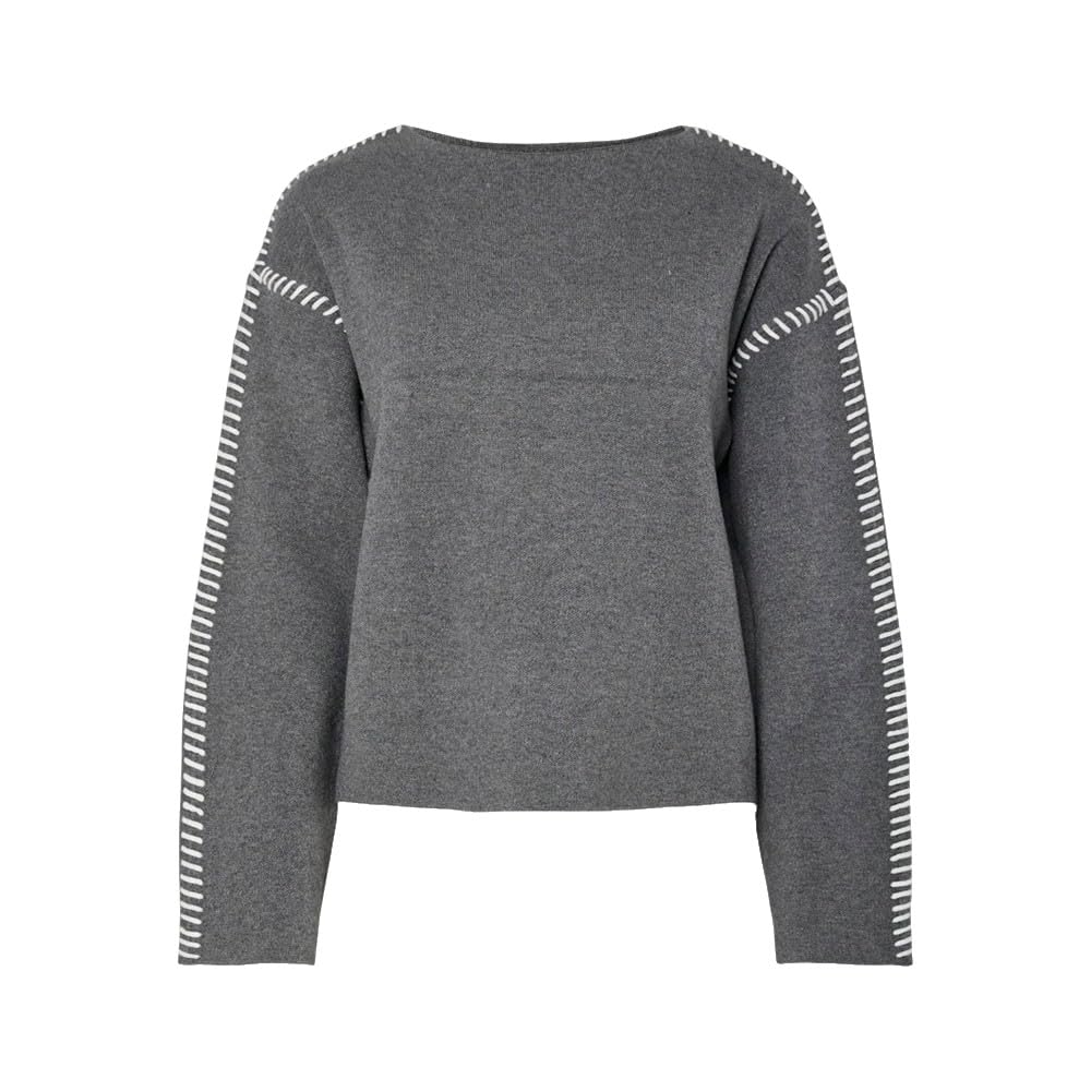 Y.A.S Yasstitcha LS Knit Pullover S. Noos, Medium Grey Melange, XXL