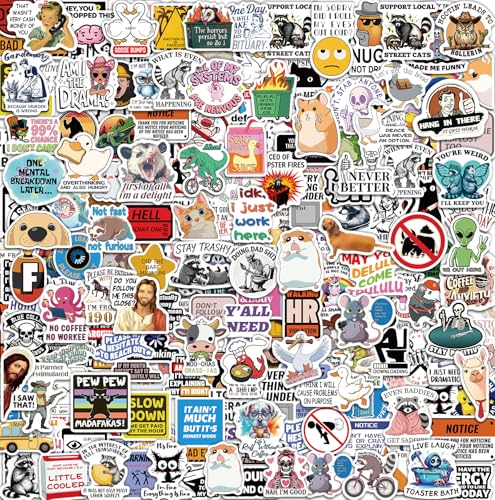 300 Pcs Funny Stickers for Adults Sarcastic Meme Vinyl Waterproof Sticker Pack for Water Bottle Laptop Hard Hat Bumper Scrapbook Planner Journal Stickers Supplies Gifts for Men Women