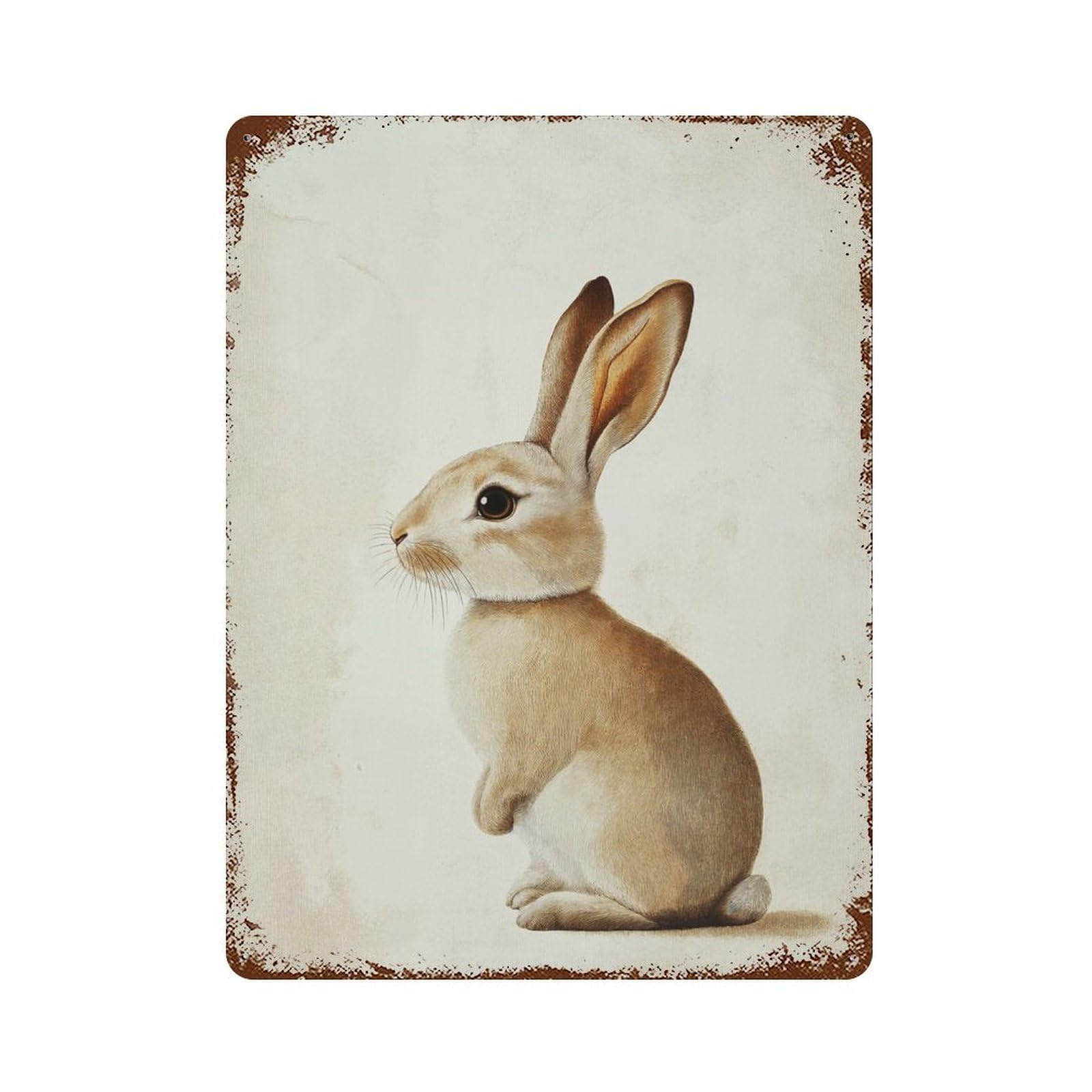 Garage Style Cute Rabbit Bunny Nursery Distressed Metal Wall Sign 15.7"x11.8", Vintage Wall Decor for Bar And Workshop
