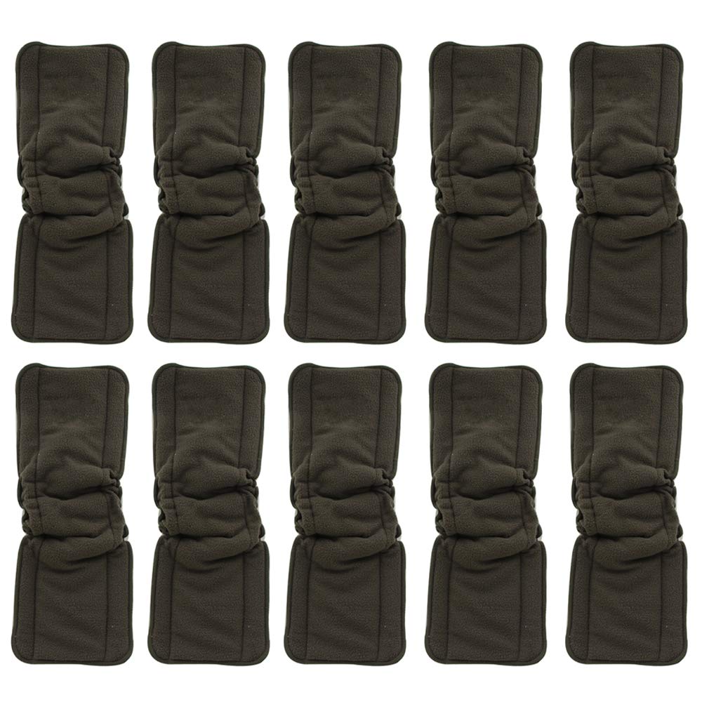 Baby 3/4/5 Lagen Charcoal Bamboo Inserts Wiederverwendbare Einlagen für Stoffwindeln mit Seitenfalten 10 Stück (5 Lagen)