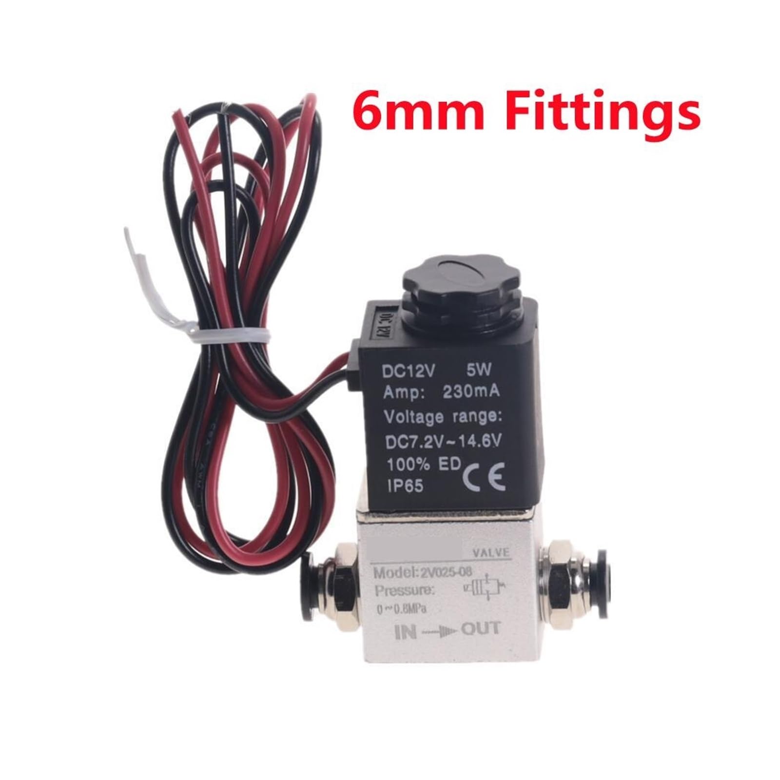 Zawór sprężarki pneumatycznej 1/4 cala, normalnie zamknięty, aluminiowy, z napięciem 12 V 24 V Lucky(2V025-08-PC-6mm,24V DC)