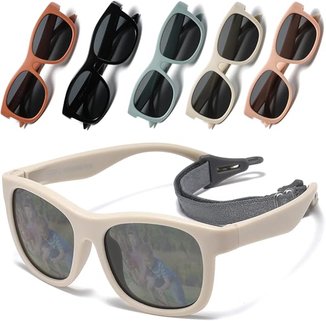 Musivon Baby Sunglasses 6 Months - 2 Years, Toddler Sunglasses for Kids Infant Boys Girl Flexible Frame with Strap