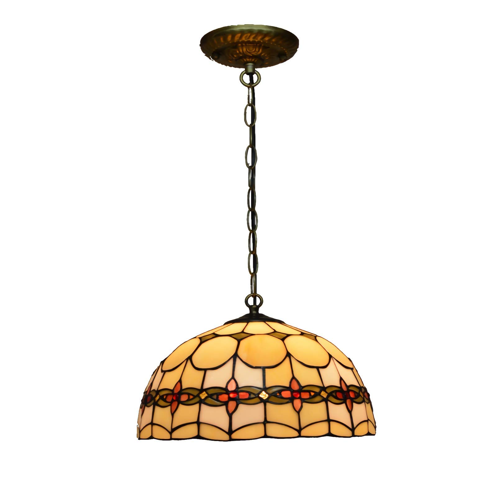 HZH Tiy Style Chandeliers 30Cm, Vintage Stained Glass
