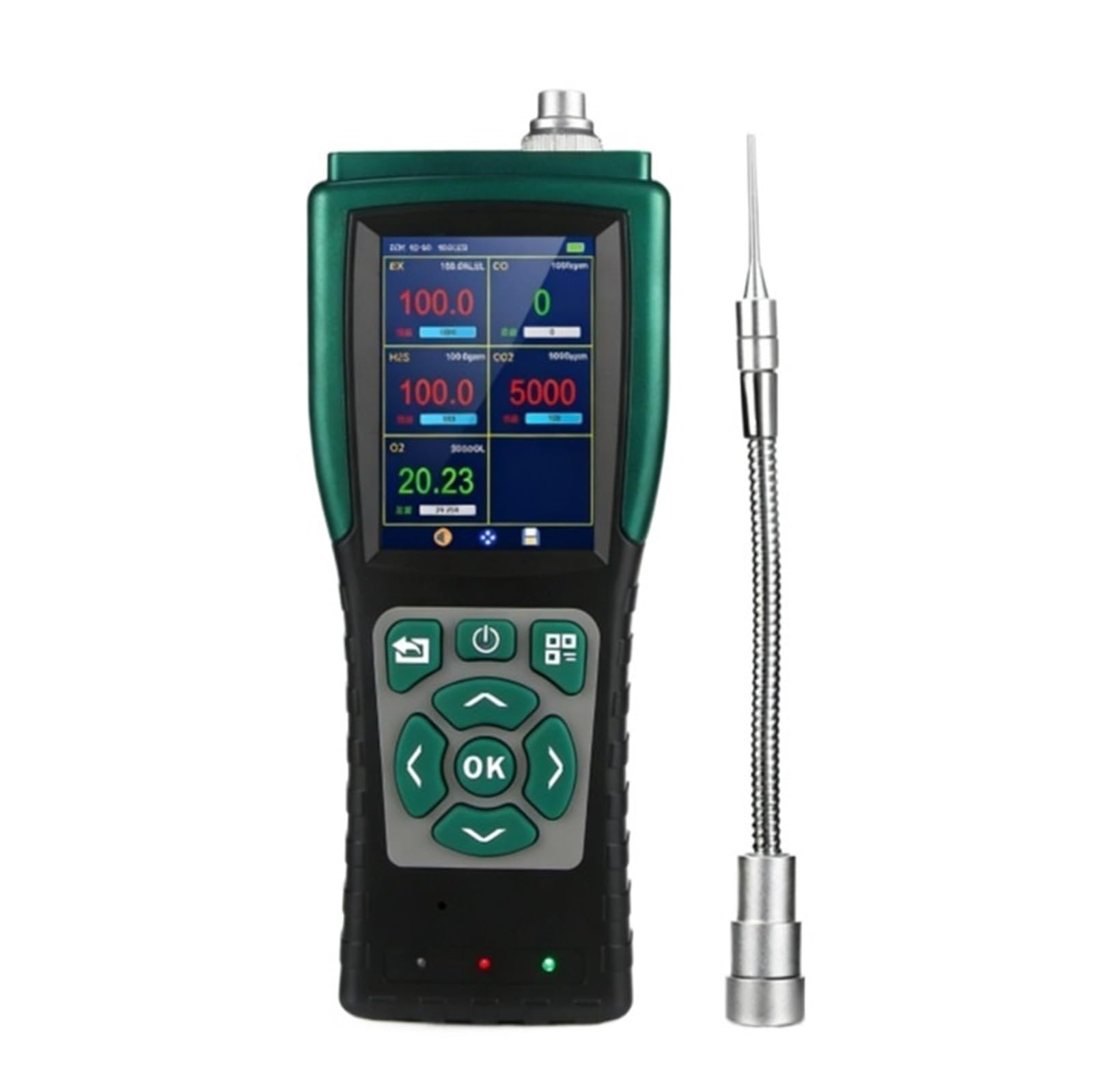 JVDDI Portable Multi Gas Detector 5 in 1 Flue Gas Analyzer SO2 NO NO2 CO2 O2 Pump Suction Emission Monitor(SO2 NO NO2 CO2 O2)