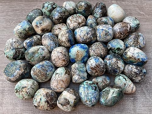 Image of GAF TREASURES 1 /2 LB Azurite Malachite Tumbled Stones, Polished Natural Azurite Malachite Gemstone, Azurite Malachite Healing Crystals (Azurite Malachite)