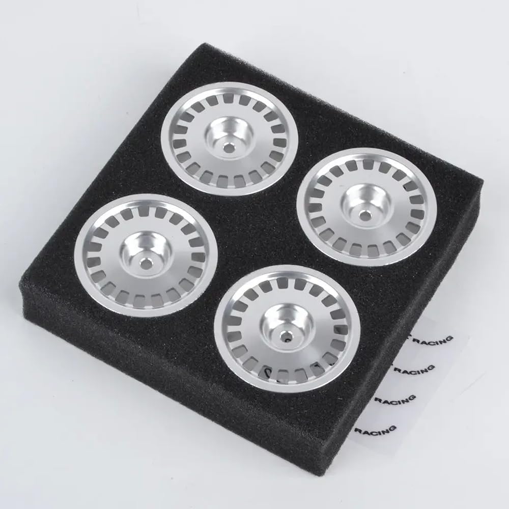Aluminum Rally Dish Rim Wheels Compatible with XV-02PRO TT-02 TT-01E and Sukura 1/10 RC Drift Racing On Road Cars(Silver 4pcs)
