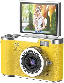 AMZLORD 4K Cámara Digital 48MP Portable CCD Camera 8X Regalización de Video de Video (Amarillo)