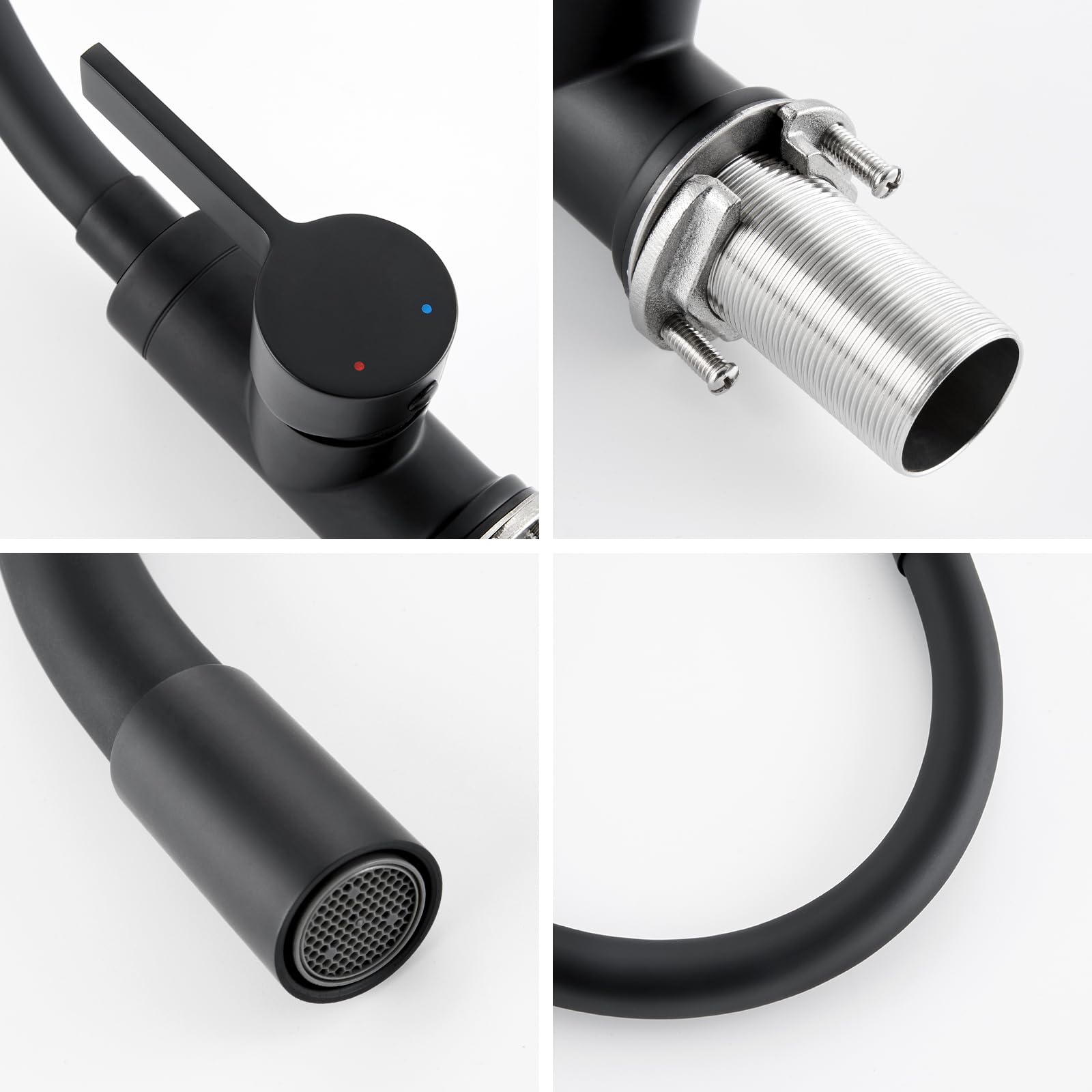 Auralum Wasserhahn Küche mit flexiblem Silikon-Auslauf, Schwarz Matt | Hochdruck Armatur, biegsam & formbar, 360° drehbar, Abnehmbarer Wasserspar-Strahlregler & leckfreie Keramikkartusche