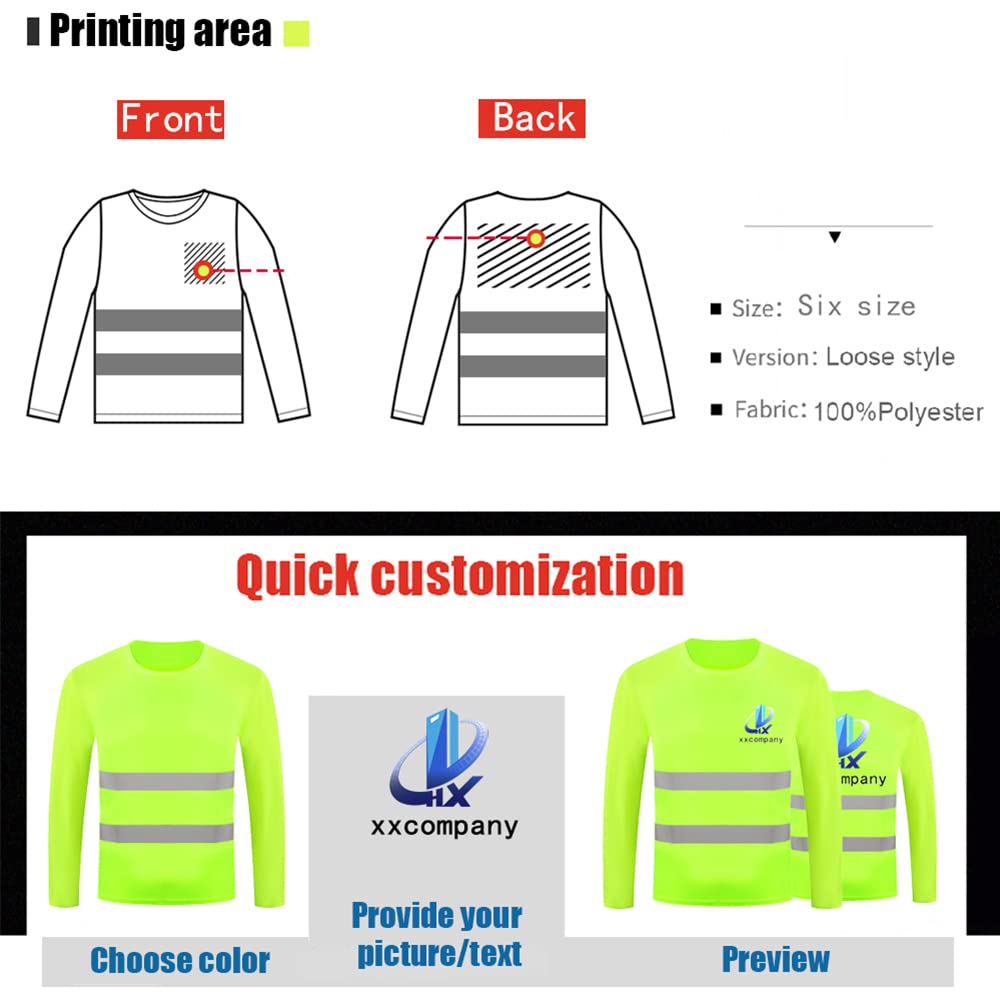 YOWESHOP Reflective Safety Long Sleeve Shirt-High Visibility Custom Work Shirts for Men?Black6 L
