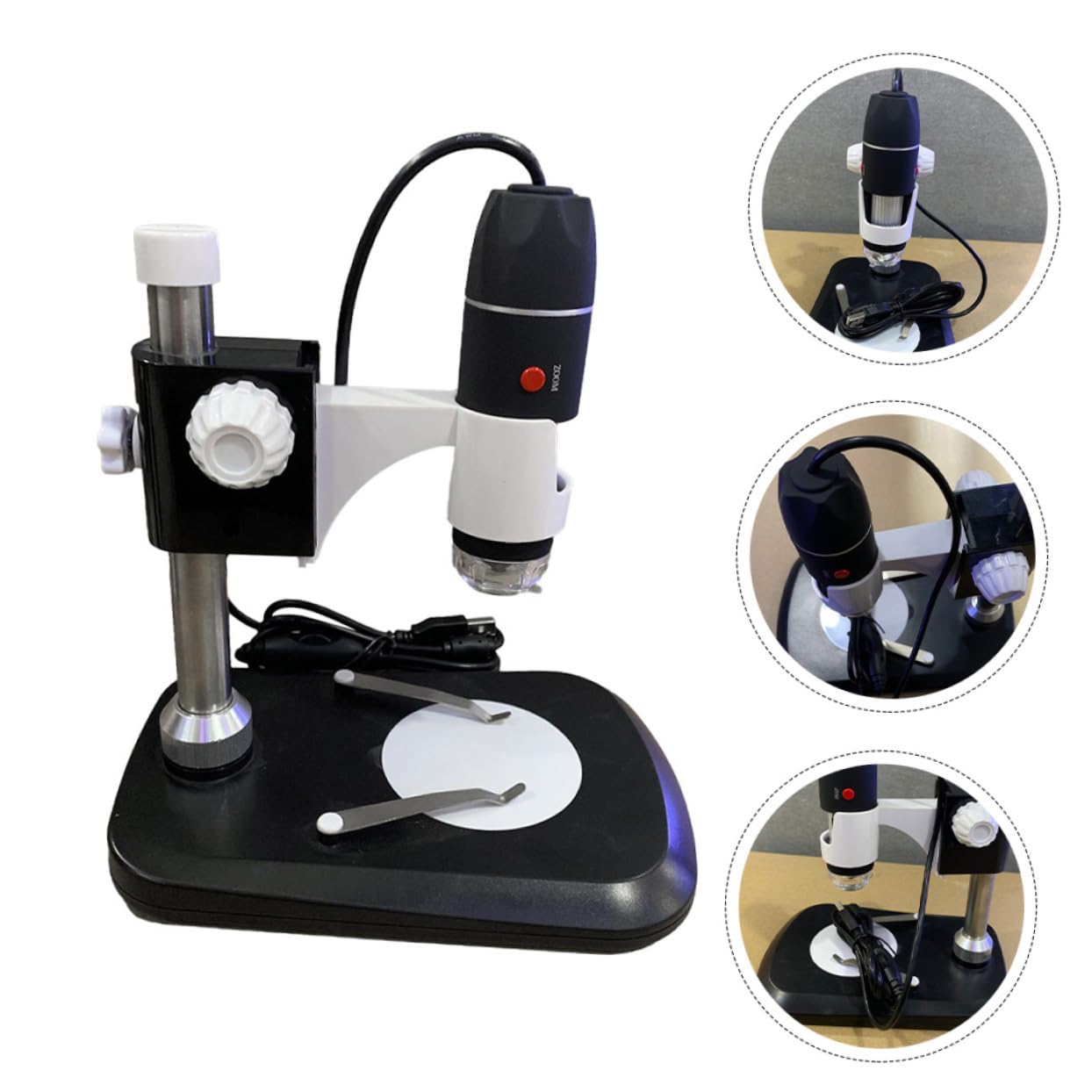 PartyKindom Microscopio Elettronico Portatile Digitale 1600x Luce LED Regolabile e Interfaccia Usb, per Gioielli e Calligrafia, Nero Abs