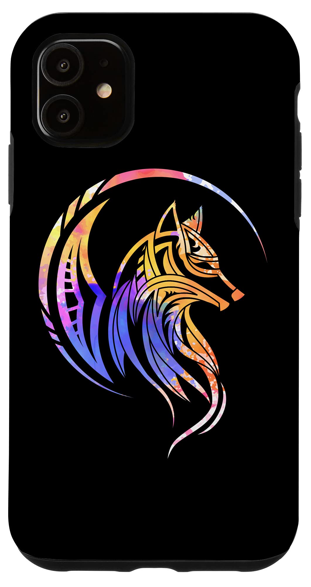 iPhone 11 Tribal Wolf Tattoo Inspired Design With Mountains Wolves Case