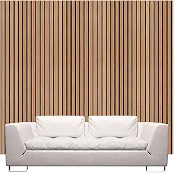 Papel De Parede Premium Ripa Ripado Acústico Madeira Lavável Sala Quarto Painel Autoadesivo Fácil Aplicação Lavavel 5,00x0,45cm