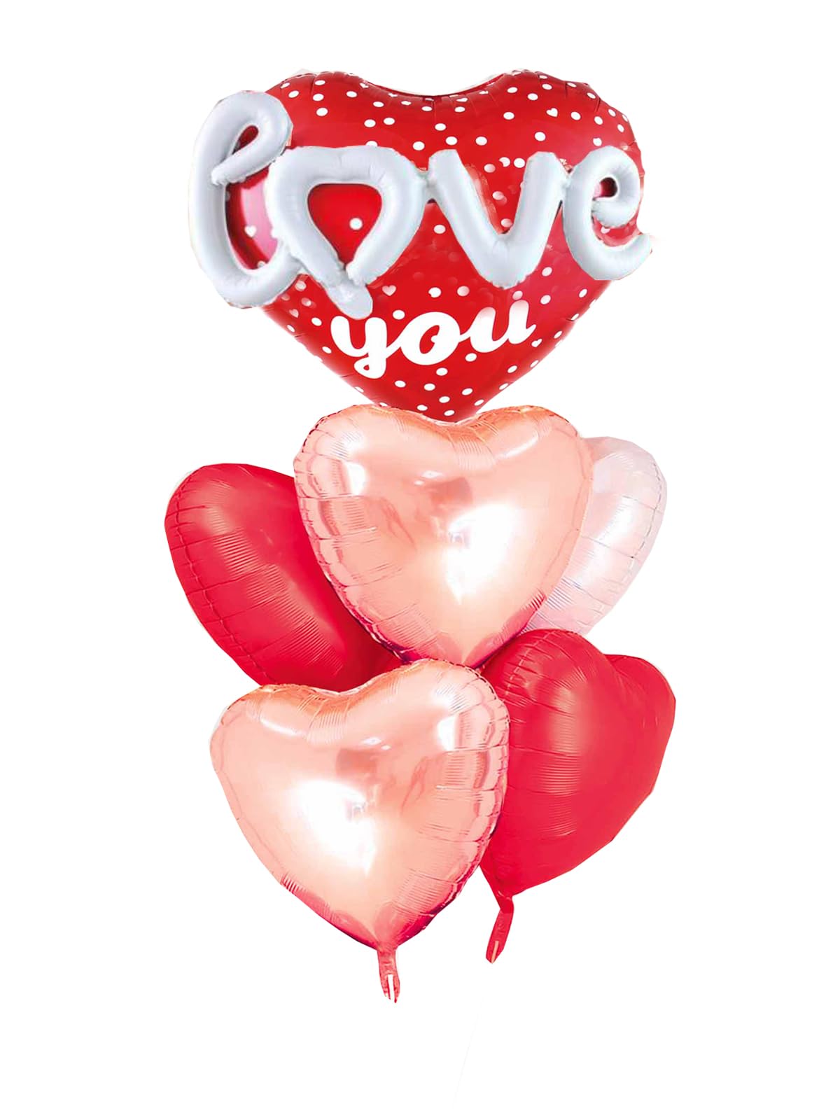 Red Heart Shape Rose Gold Love You Balloons Pack Of 6 Foil Helium Mylar Balloons For Valentines Day Mothers Day Wedding Anniversary Decorations Bridal Shower Birthday Party