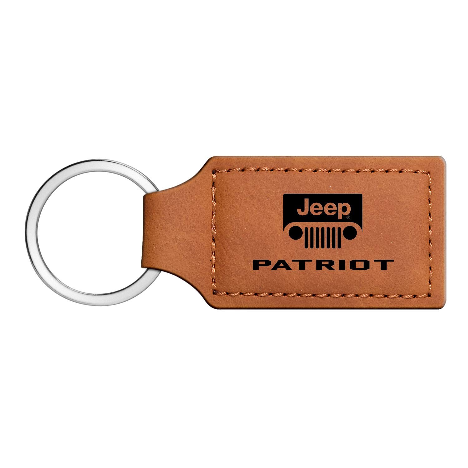 iPick ImageJeep Patriot Rectangular Brown Leather Key Chain Key-Ring