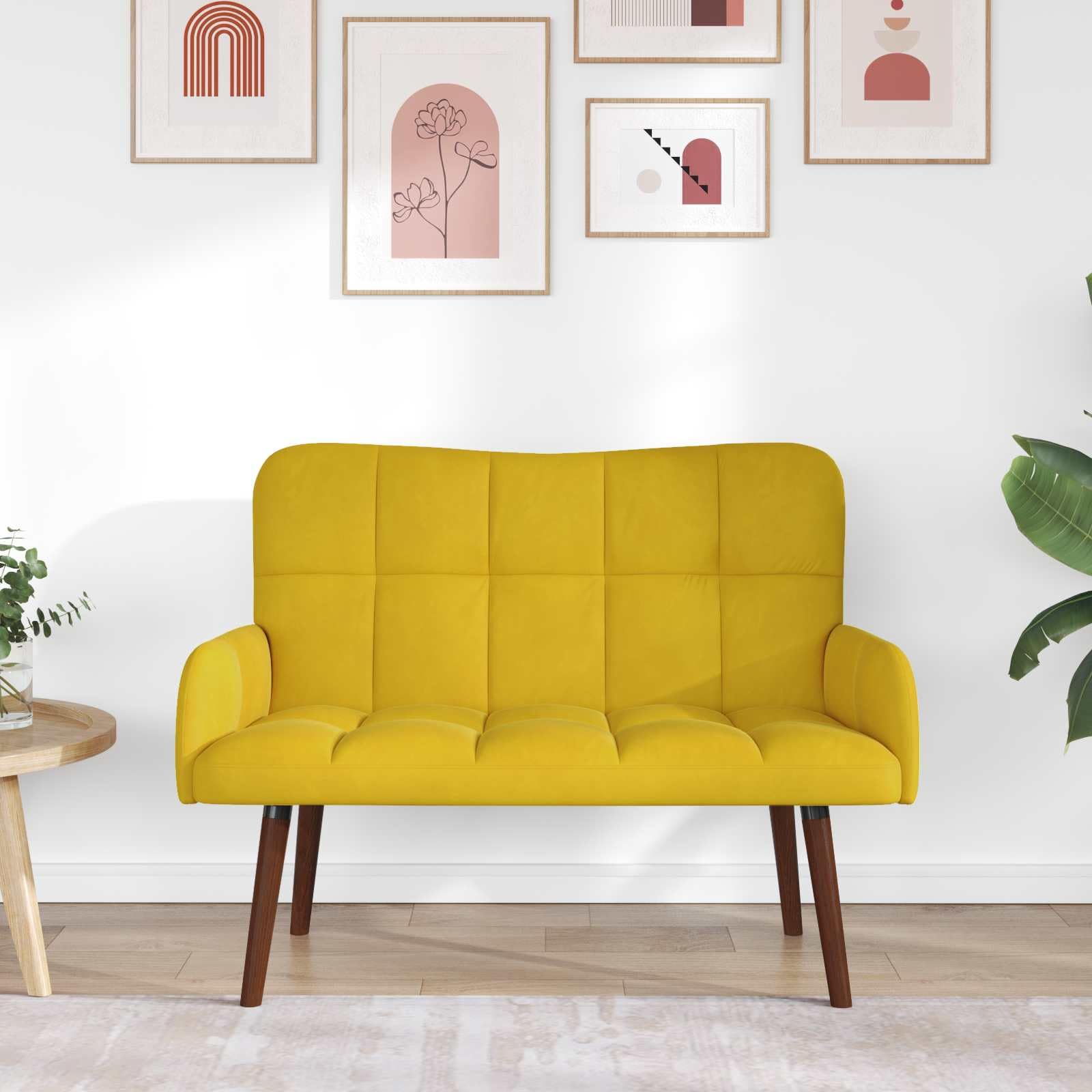 Sofá de 2 plazas amarillo 115 x 61 x 87 cm terciopelo