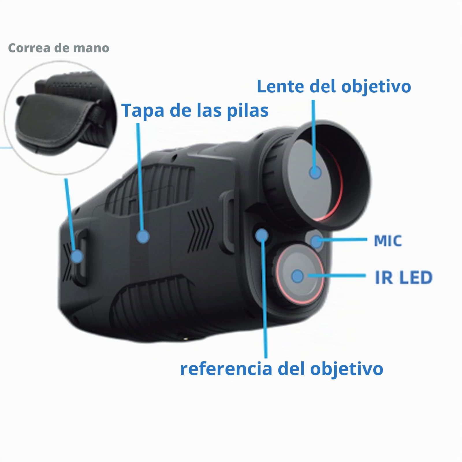 Dispositivo de visión nocturna monocular, 1080P Full HD para fotos y vídeos, dispositivo de visión nocturna portátil, 5 x zoom digital, monocular infrarrojo para viajes de día y noche, caza, camping,
