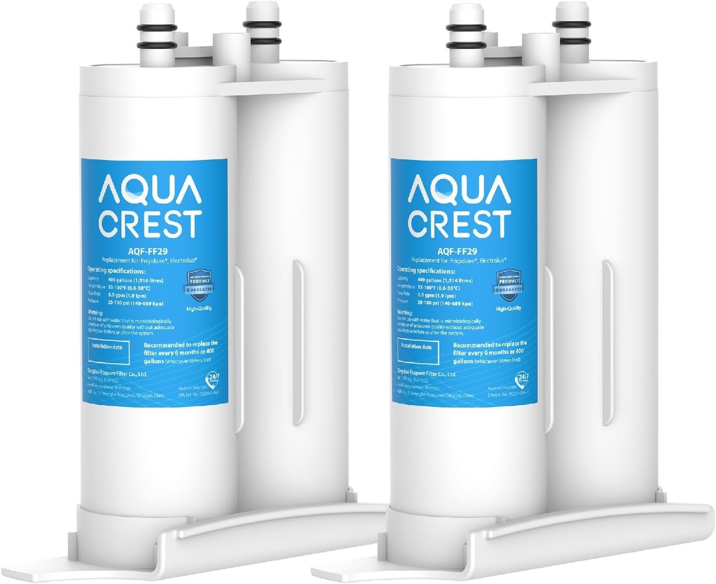 AQUA CREST Replacement for Frigdaire® & Electrolux® WF2CB®, PureSource2®, NGFC 2000, FC100, 1004-42-FA, Kenmore 9916, 469911, 469916 Refrigerator Water Filter, 2 Filters