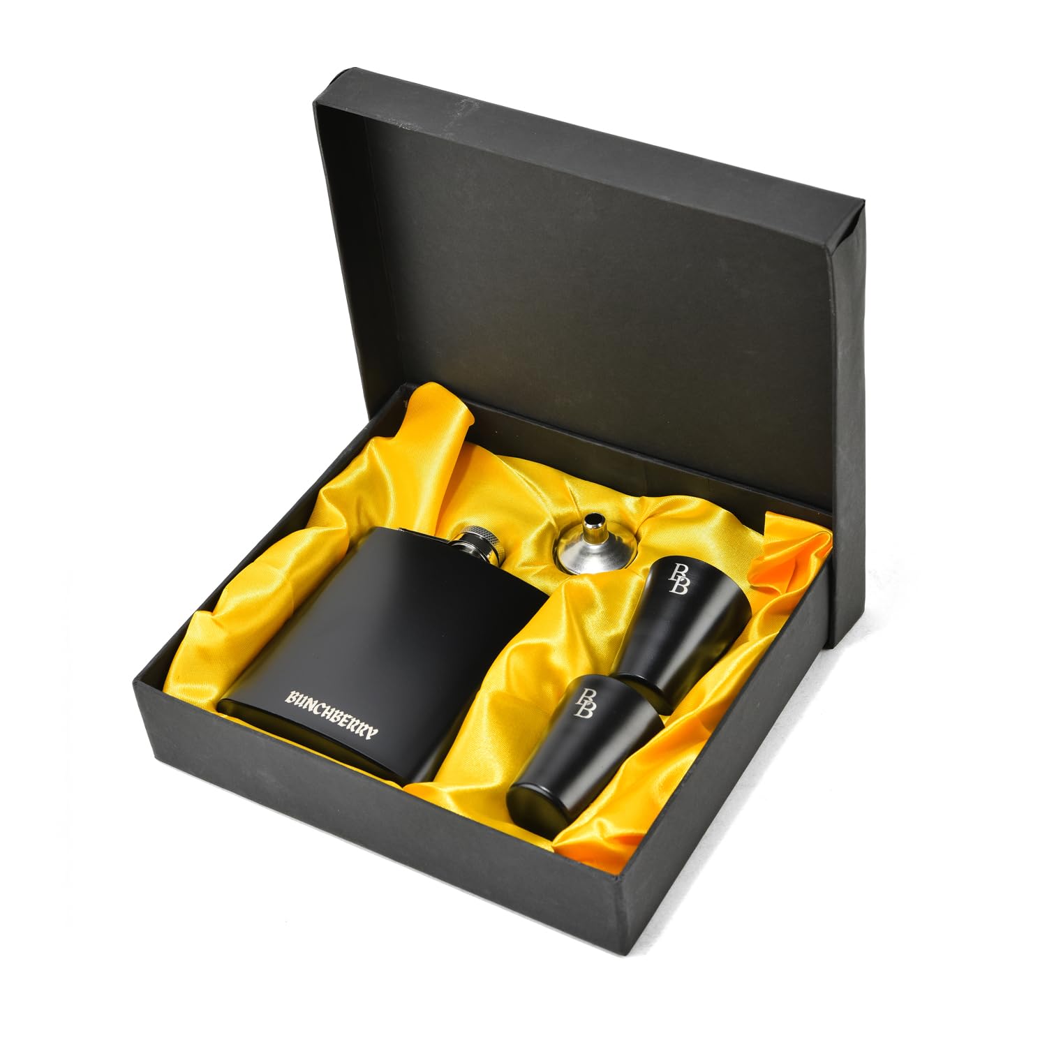Buncheberry Black Matte Hip Flask Gift Set – 8oz Stainless Steel Flask with 2 Shot Glasses & Funnel – Elegant Gift Box for Men – Perfect for Whiskey, Groomsmen, Birthday, or Father's Day-image-24