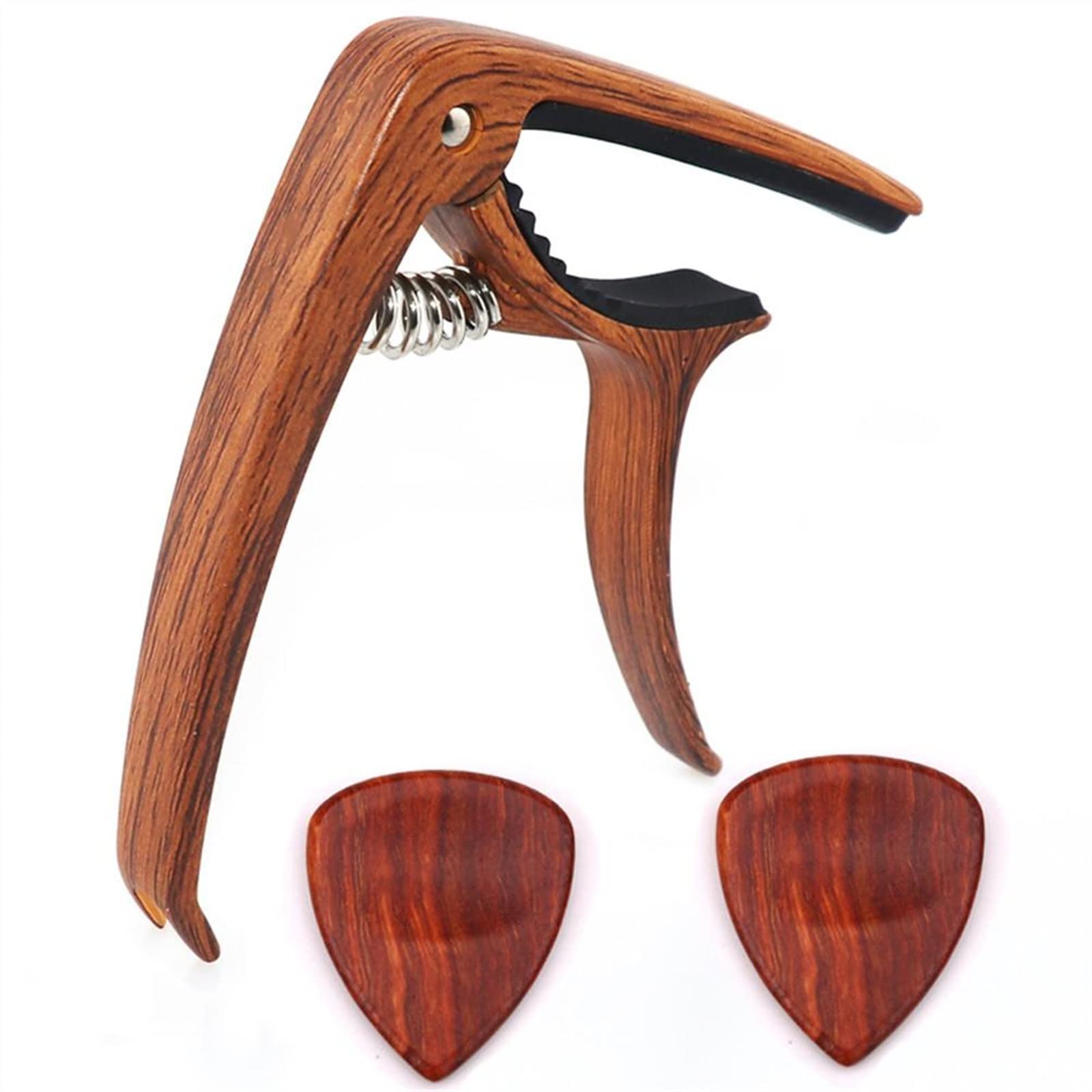 Chiave A Morsetto A Cambio Rapido Capotasto per Chitarra Acustica Capotasto per Chitarra in Legno con Set di 2 Plettri Professionale Strumenti per Chitarra