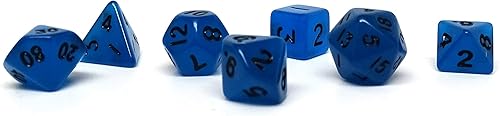 Miniatura 2 de Mini colección de dados poliédricos de 0.394 pulgadas - Incluye un D20, D12, D10, D8, D6, D4 y D00 (azul profundo)