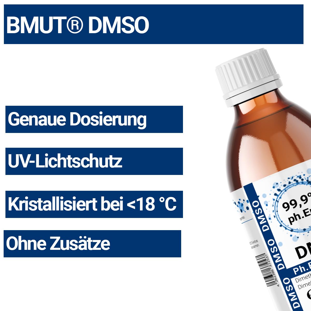 500ml DMSO 99,9% – Dimethylsulfoxid in pharmazeutischer Reinheit nach Ph. Eur. – Hochwertige Lösung in lichtgeschützter Braunglasflasche