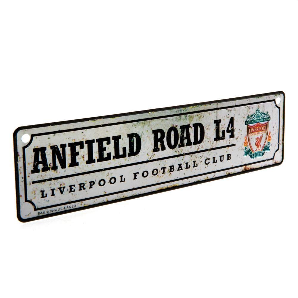 Placa de metal del Liverpool FC para colgar en la pared, estilo retro, con la leyenda "Anfield RD L4".