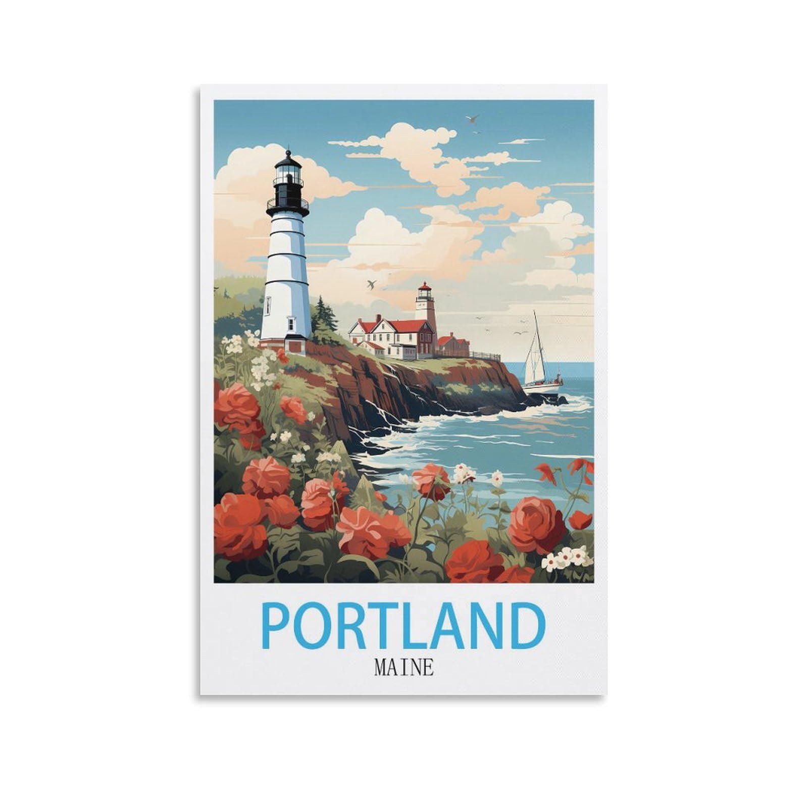 EZMLFA 5D Diamond Painting Kits for Adults,Portland Maines,DIY Full Round Drill Diamond Dot Gem Art Kits for Adults,Crafts for Decor 50x60cm