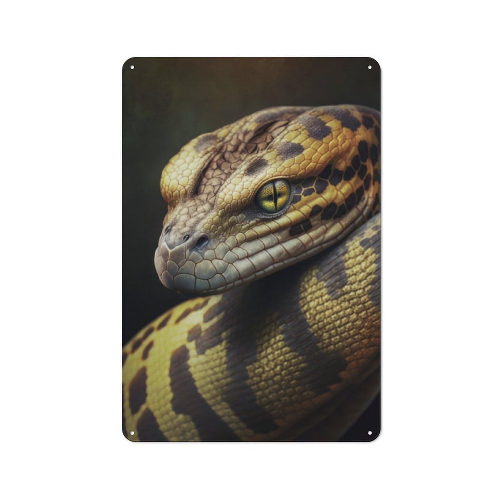 Junmoney Snake Ai Generative Tin Sign 30X20cm For Café Or Home Bar, Rustic Wall Decor, For Garage, Workshop And Man Cave Decoration