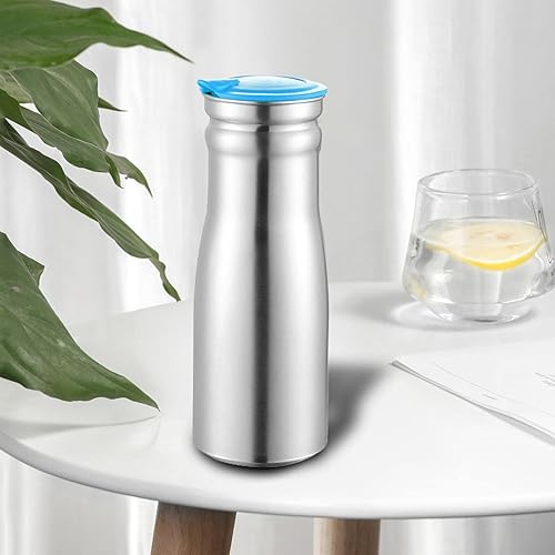 Miniatura 5 de Gralara Jarra de agua de acero inoxidable de 1 litro con tapa aislada, perfecta para restaurantes y hoteles, color azul