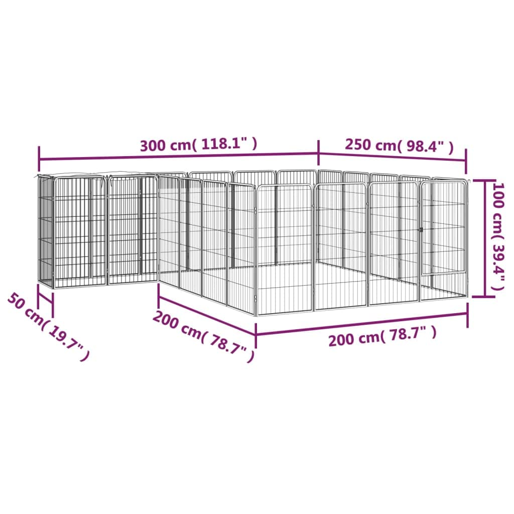 Parque para perros de acero con recubrimiento en polvo, 50 x 100 cm, con techo para cachorros, seguridad y protección en el jardín y la terraza