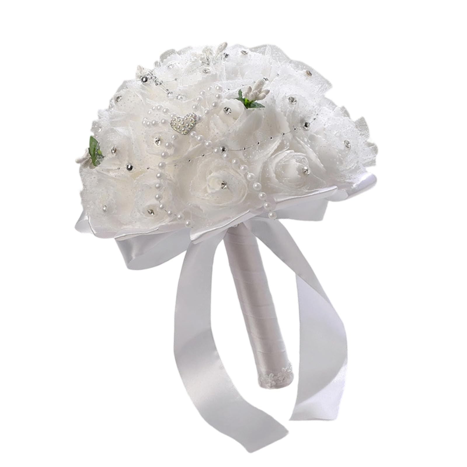 Msioytog Luxurious Bridal Bouquet Artificial Flowers White Bouquet Proposal Party Wedding Reception Elegant Ribbon Wedding