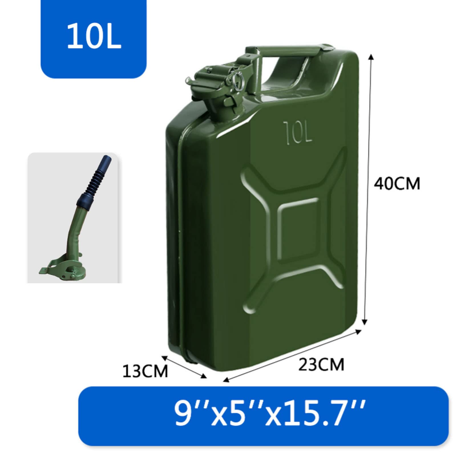 Recipientes para gasolina El gas de gas de metal puede combinar puede alimentar el tanque de copia de seguridad de emergencia con un pico flexible, un cubo de gasolina para los combustibles de gasol
