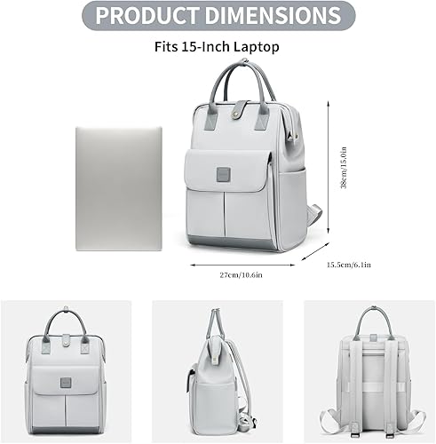 Miniatura 4 de Mochila para laptop para mujer, con asa de mano, abierta, casual, para trabajo, viajes, mochila para libros de 15 pulgadas + mochila de viaje para