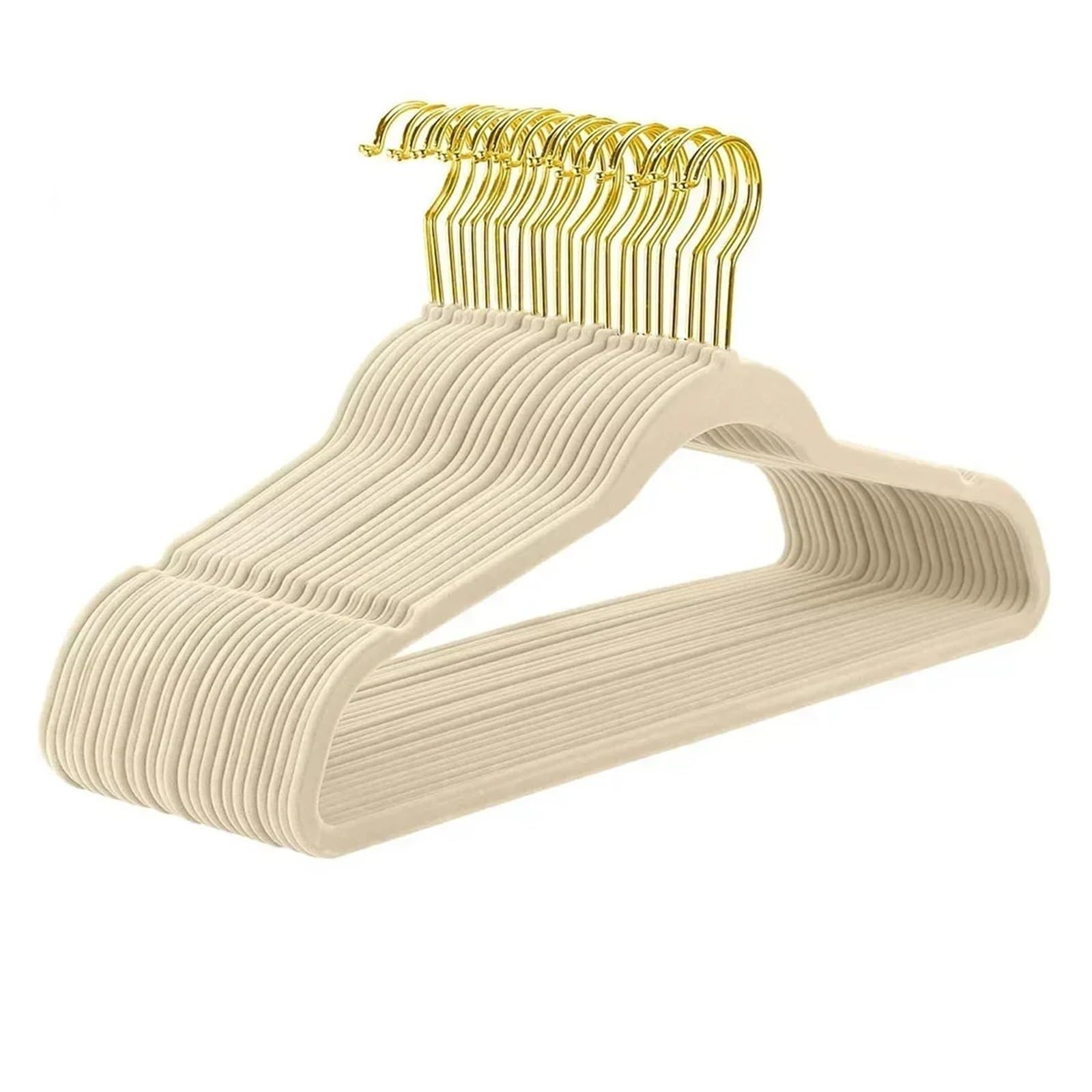 KFGISD, 45CM Flocking Hanger ABS Non-slip Seamless Hanger Trousers Rack Velvet Magic Hanger Wardrobe Display Rack ，Hangers(Offwhitegold Hook,5PCS)