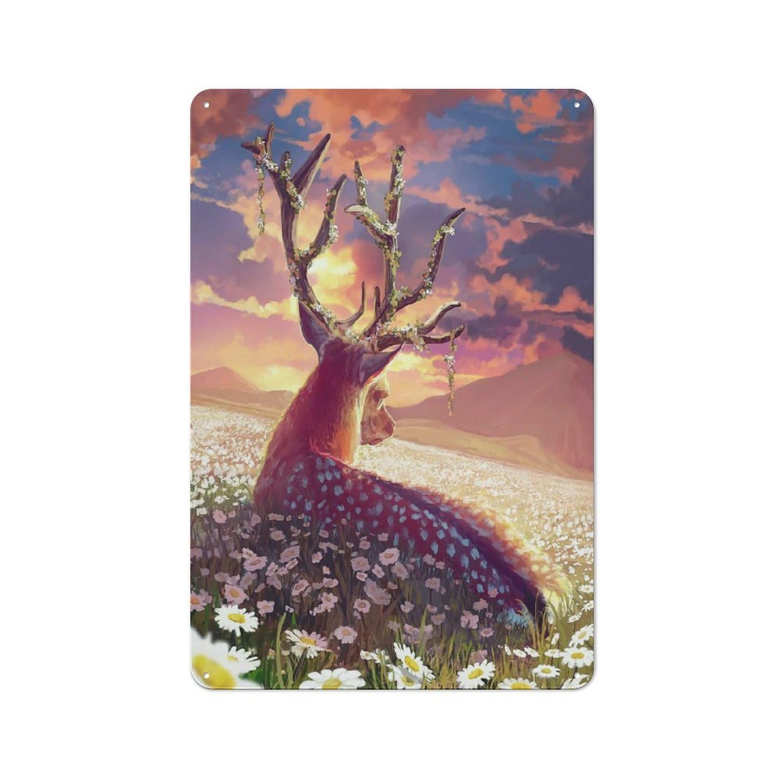 Metal Wall Sign 30x20cm Featuring Fields of Daisies for Living Room Wall, for Metal Sign Collectors, for Garage And Workshop Walls