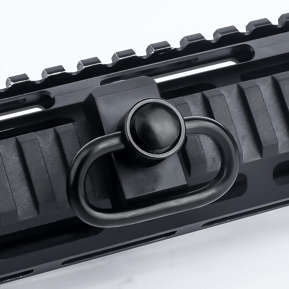 Adattatore di Montaggio Girevole per Imbracatura QD, Accessori per la con Anello Girevole con Fibbia Tattica con Bottone per Guida Picatinny da 20 mm (Nero)