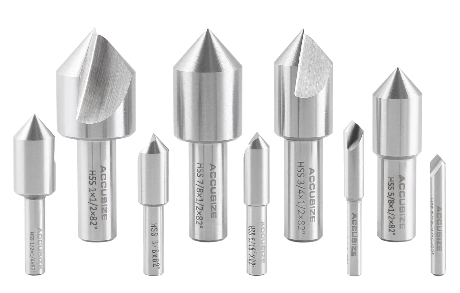 Accusize Countersink Set - 9 Piece HSS -8 Accusize Countersink Set - 9 Piece HSS -8