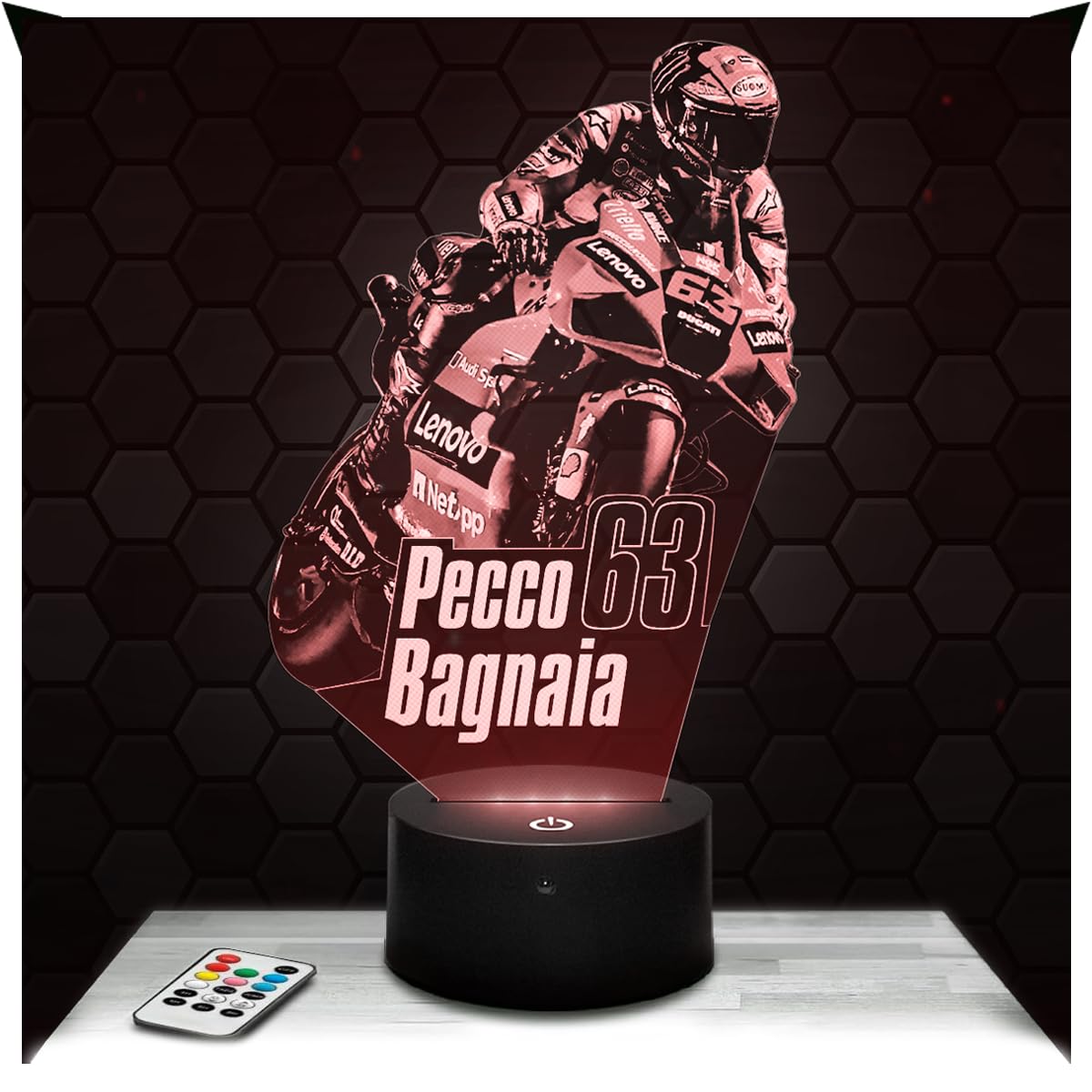 Lampephoto.fr - Lampada 3D GP Moto Pecco Bagnaia, Luce Notturna Tattile GP Moto Pecco Bagnaia, Illusione 3D Led, Idea Regalo di Natale per Ragazzi e Ragazze Lampada da Notte per Bambini o Adulti TOP