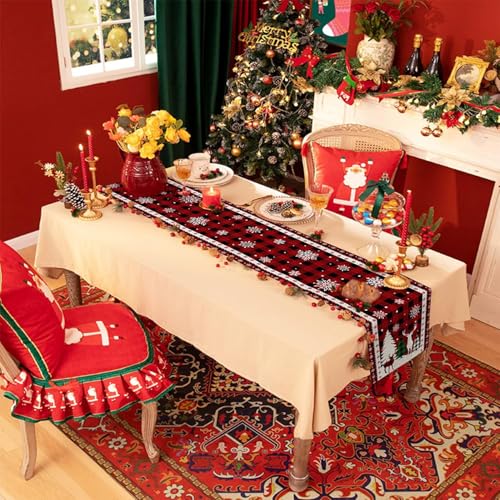 Chemin de table Noël lin complet pour éviter les fautes de goût aux fêtes - 7
