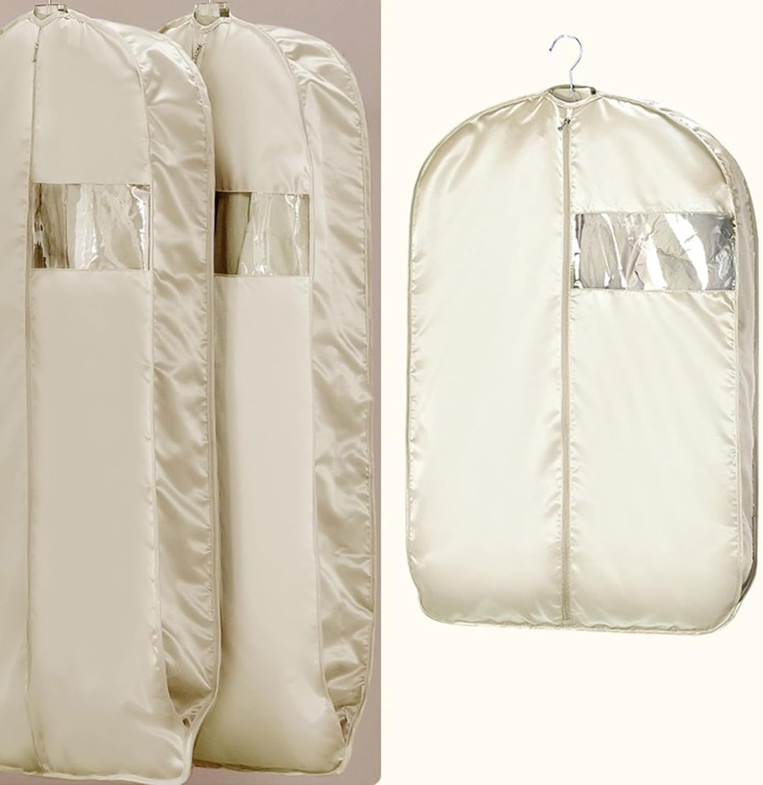 Kleiderhülle Zum Aufhängen,Dickes Kleidersäcke Mit Reißverschluss Aus Satin,Atmungsaktive Kleiderschutzhülle,Staubschutz Für Anzüge,Jacke,Hemd, Anzug,Kleid,Mantel,Langlebig,Waschbar