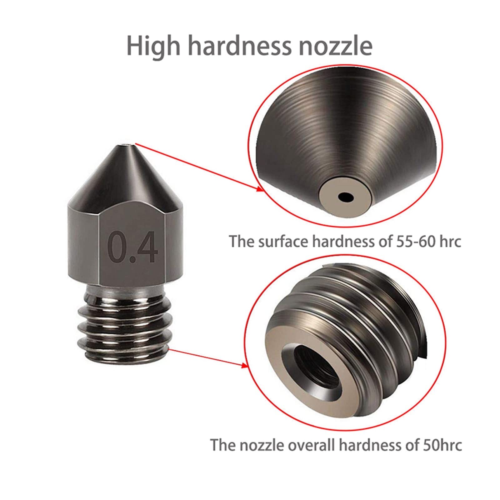 DAVBIR MK8 0,4 mm Ottone/Acciaio Inossidabile/Acciaio Duro Set di Aghi for la Pulizia dell'ugello estrusore hotend for Parti di Stampa 3D CR-10 da 1,75 mm Perfection
