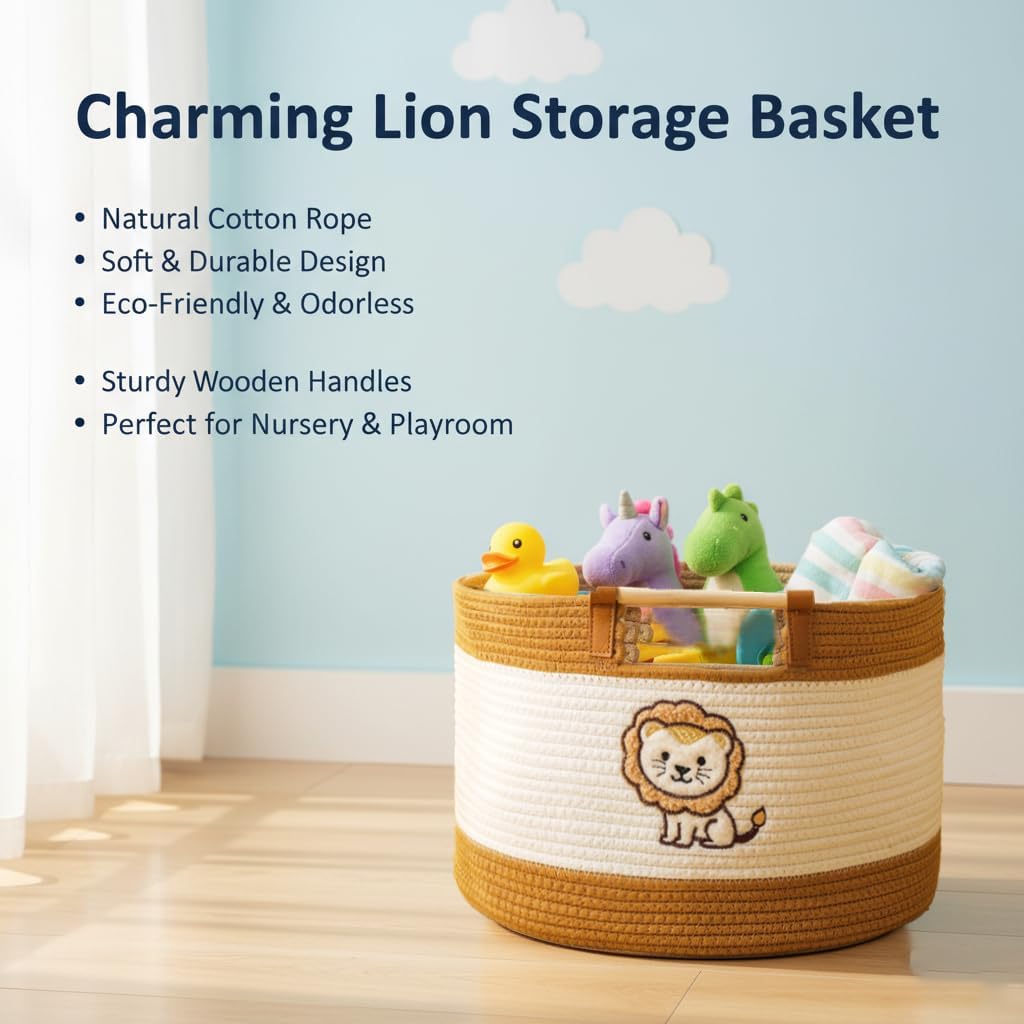 Large Blanket Basket Living Room 35L Baby Laundry Basket Toy Bin for Babies Toddlers Storage Baskets for Organizing Toys, Woven Cotton Rope Laundry Hamper for Nursery Storage Boy Gift Baskets Empty