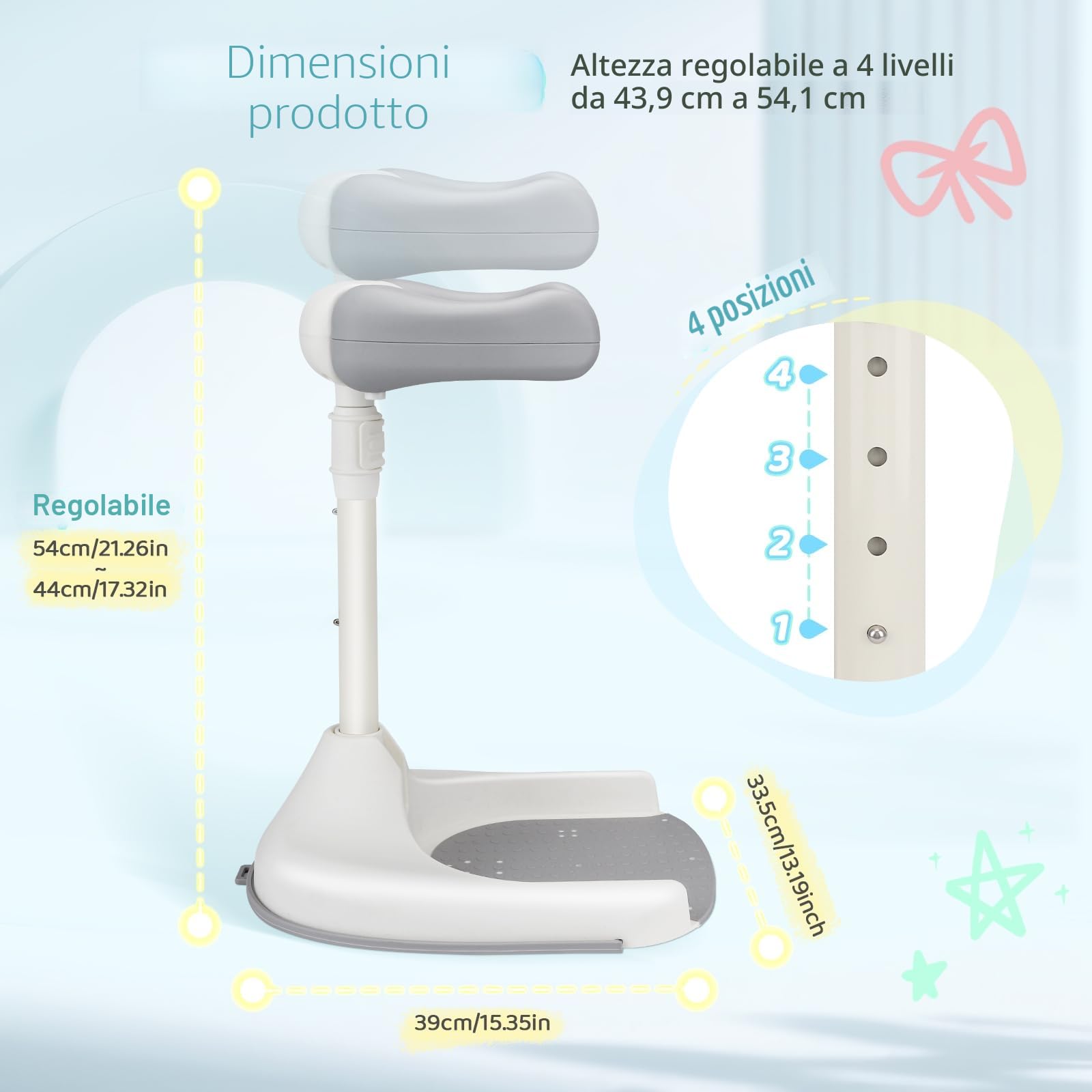 Supporto Doccia Bambini In Piedi,Altezza Regolabile,Con Base Antiscivolo,Supporto Doccia Bambini In Piedi Per 8 A 36 Mesi