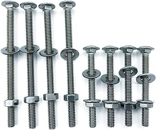 (8pcs) 304 Stainless Bed Frame Hardware Nuts and Bolts 4 inches and 2-1/2" Long, Carriage Bolts, Bolts and Nuts Kit