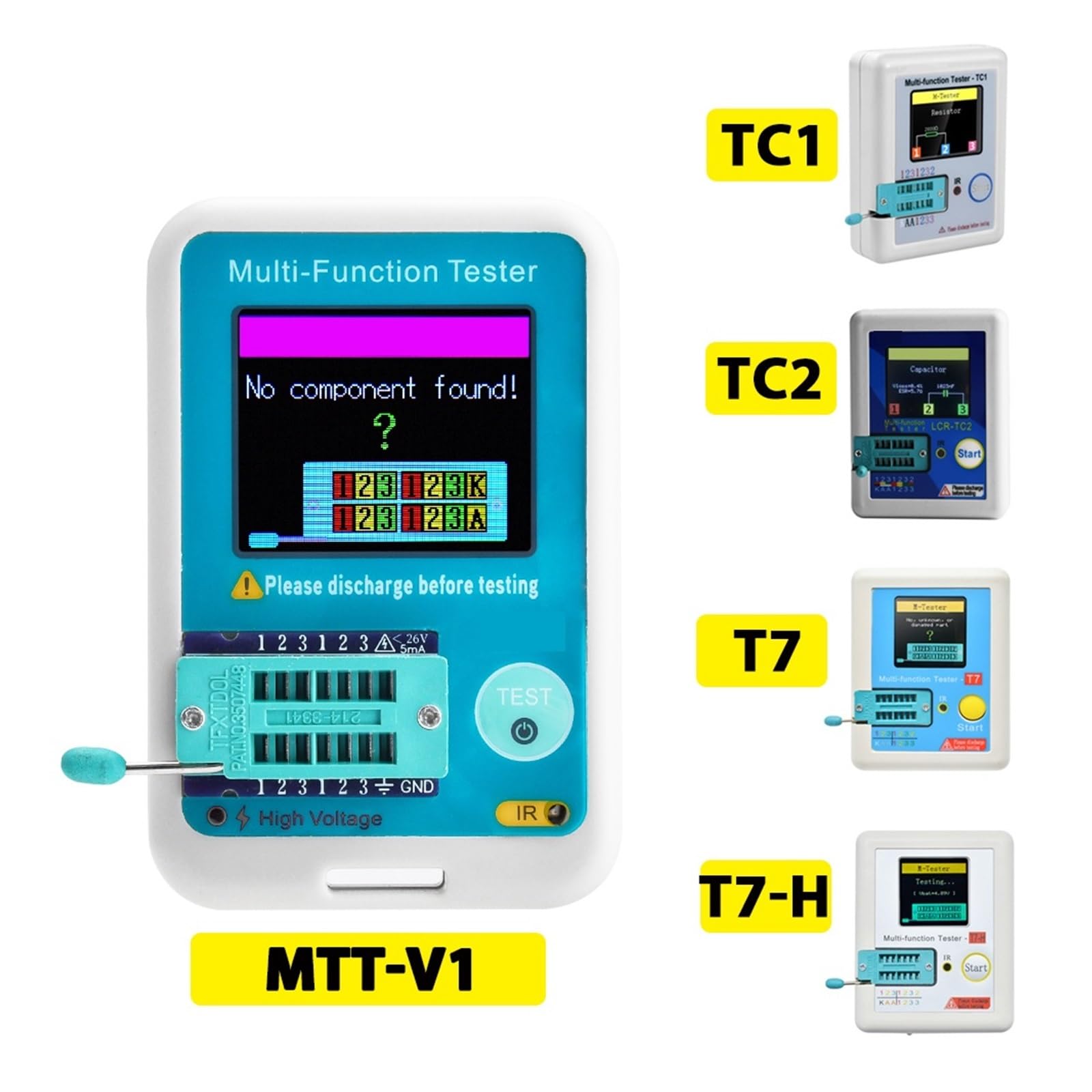 Tester Tranzystorów Precyzyjny Miernik Cyfrowy LCD Dioda Trioda Pojemność ESR MOS/PNP/NPN LCR MOSFET TFT(LCR-TC2)